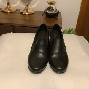 Black Clarks loafers